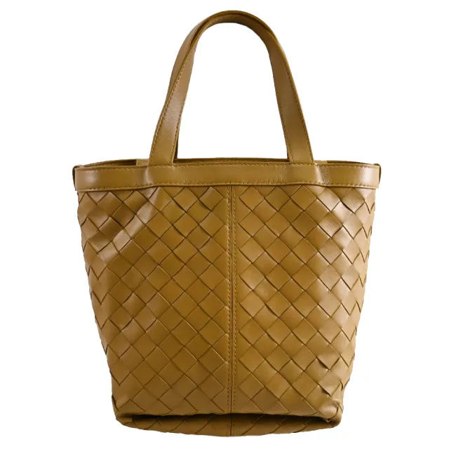【BOTTEGA VENETA 寶緹嘉】簡約經典手工編織附萬用袋手提包托特包(駝)