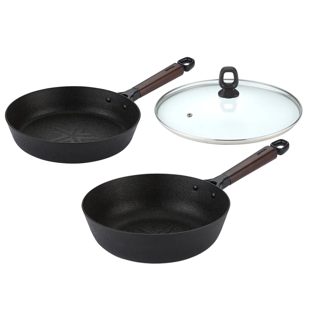 【HAPPYCALL】石墨烯IH鈦熔岩不沾雙鍋含蓋26cm組(26cm炒鍋/26cm平底鍋/鍋蓋/電磁爐適用)