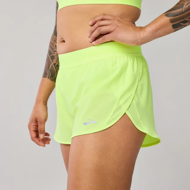 【BROOKS】女 Breakaway 慢跑短褲_2.5吋_螢光黃(221709796)