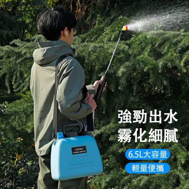 【巧可】6.5L肩帶式高壓水槍 電動澆花噴霧壺 農用噴壺 噴灑器 打藥水機 可視化水位款