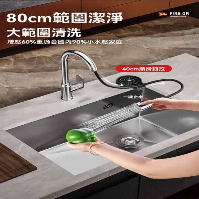 【G壹品印象店】納米級大單槽 800*450mm 套餐A 抑菌耐刮(水槽 304不銹鋼水槽 納米水槽 預購15天)