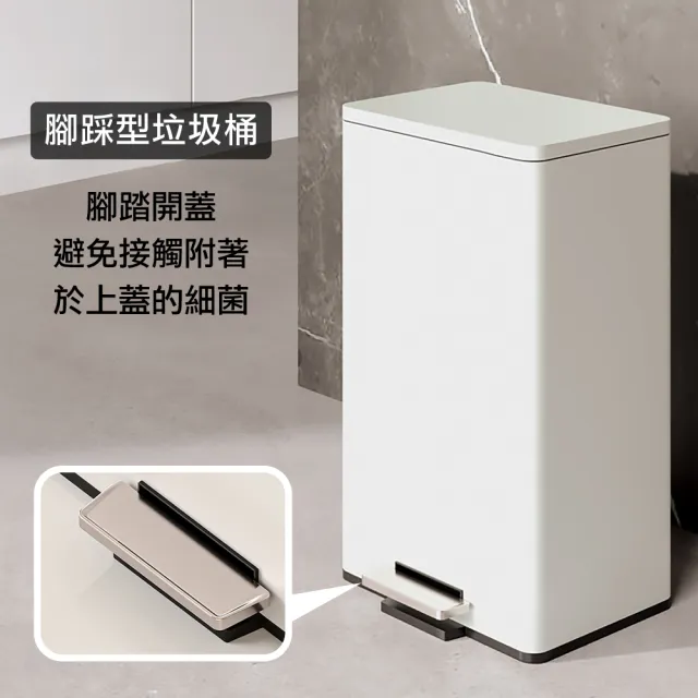 【ONE HOUSE】格拉斯高質感靜音緩降 401不鏽鋼垃圾桶-20L 平蓋/弧蓋 任選 1入(踩踏垃圾桶/緩降垃圾桶)