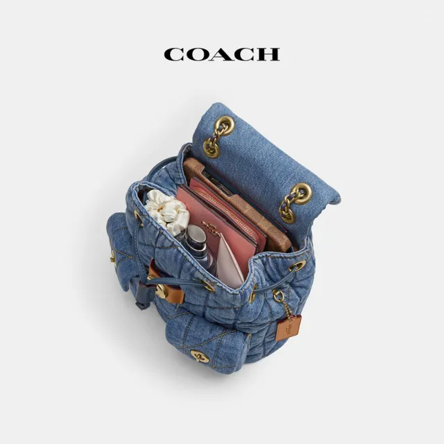 【COACH】蔻馳官方直營 TABBY 絎縫設計後背包 雙肩包-B4/靛藍色(CZ747)