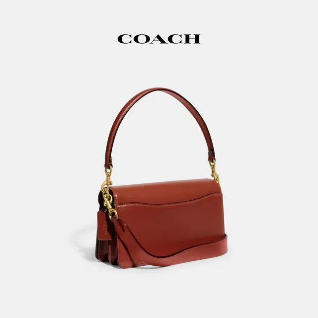 【COACH】蔻馳官方直營 TABBY 26 經典 SIGNATURE 帆布單肩手袋-棕黃色鏽紅色(CI032)