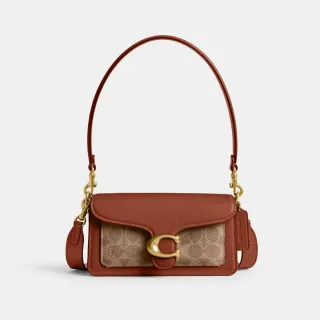 【COACH】蔻馳官方直營 TABBY 經典Logo20號單肩手袋 單肩包 肩背包-B4/棕黃色 焦糖色(CY200)