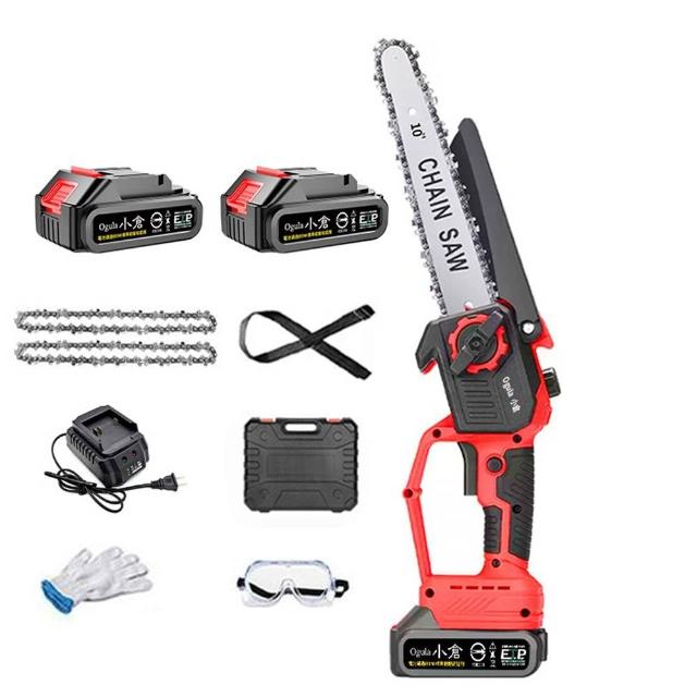 【Ogula 小倉】電鏈鋸 3980W大功率 自動噴油 10寸無刷數顯（五節兩電）2鏈條+座充(油壺鏈鋸/鏈鋸機/伐木鋸)