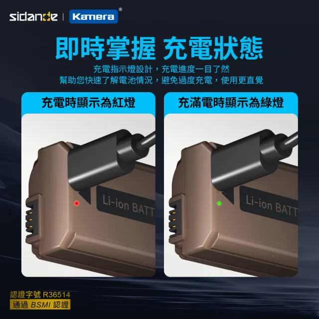 【Sidande 斯丹德】適用Sony NP-FW50 副廠電池 USB充電式鋰電池(雙充電模式/相機專用)