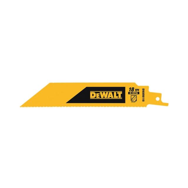 【DEWALT 得偉】6吋x18T雙金屬重型鐵工用軍刀鋸片 1.6MM-6.4MM金屬切割 5片裝(DWAR6118)