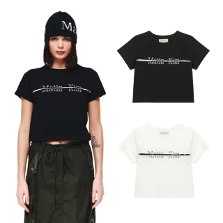 【MATIN KIM】官方旗艦 女版 LOGO切線短版短袖上衣 女短袖 女TEE T恤(多款任選)