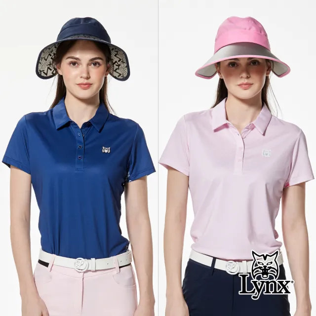 【Lynx Golf】女款吸排抗UV抗菌防臭涼感機能組織布脇邊剪裁設計短袖POLO衫/高爾夫球衫(二色)