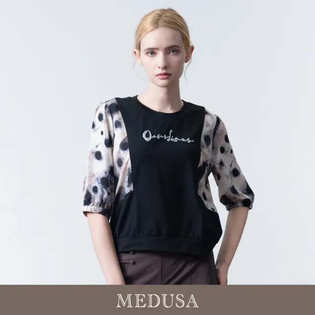 【MEDUSA 曼度莎】現貨-藝術感渲染拼接休閒上衣(M-XL)|女休閒上衣 女T恤(601-36801)