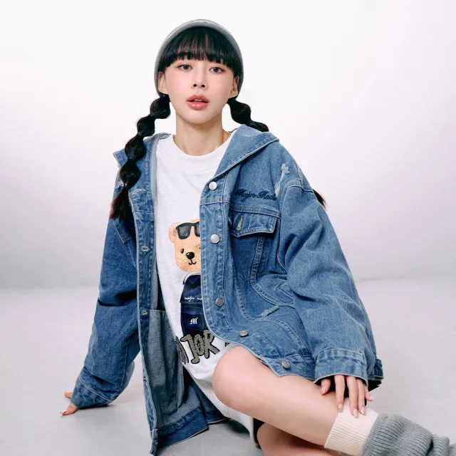【MAJOR MADE】破損感連帽牛仔外套(休閒外套/連帽外套/穿搭外套)