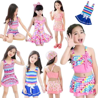 【安朵童舖】現貨韓版兒童連身泳裝泳衣女寶兩件式泳衣女童泳衣套裝(37/28/19)