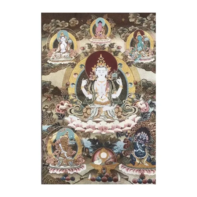 【藏古祥館】四臂觀音刺繡唐卡 DD011(四臂觀音 刺繡 唐卡)
