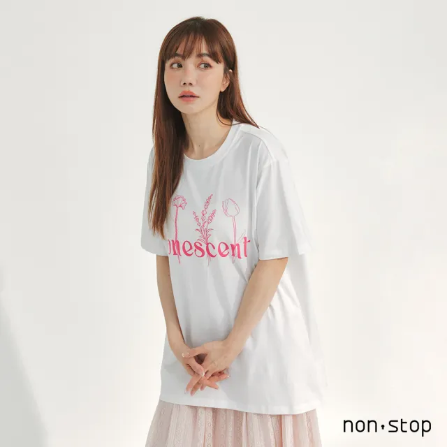 【non-stop】清新花語印花長版T恤-2色