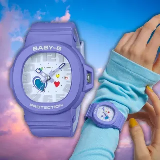 【CASIO 卡西歐】BGA-10系列 BGA-10-6A 變色的心形指針腕錶 紫 42.1mm(BGA-10-6A)