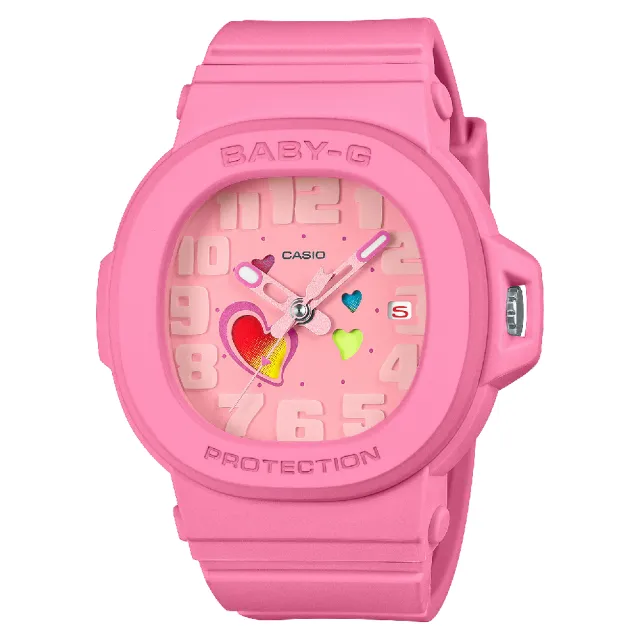 【CASIO 卡西歐】BGA-10系列 BGA-10-4A 變色的心形指針腕錶 粉 42.1mm(BGA-10-4A)