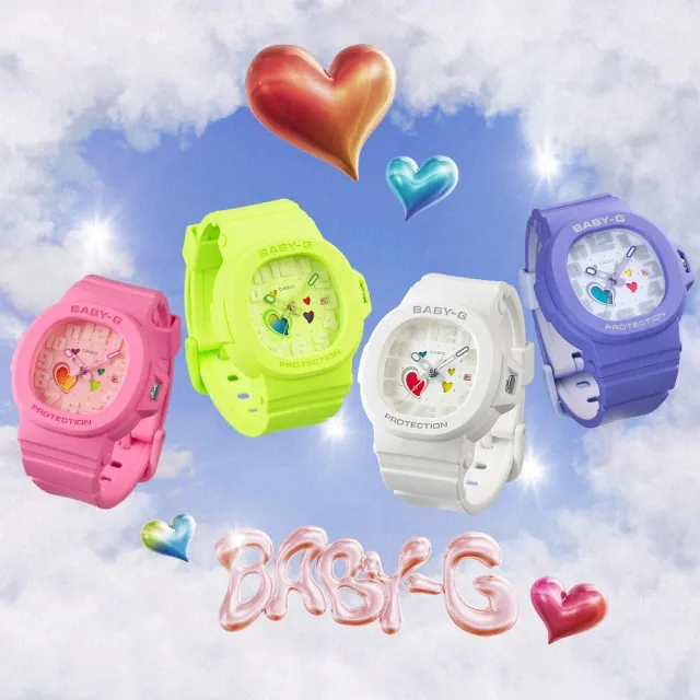 【CASIO 卡西歐】BGA-10系列 BGA-10-4A 變色的心形指針腕錶 粉 42.1mm(BGA-10-4A)