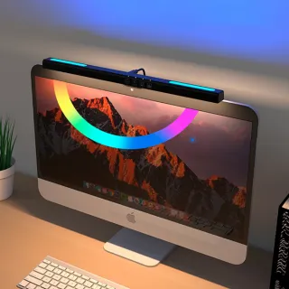 【Lumin】三色光電腦螢幕掛燈 非對稱光源LED護眼檯燈 無極調光液晶螢幕夾燈 顯示器照明燈 閱讀燈 工作燈