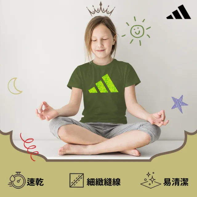 【adidas 愛迪達】兒童套裝 吸濕排汗短袖+透氣五分褲(短T 短褲 運動 休閒 大童 男童 女童 彈性 快乾)