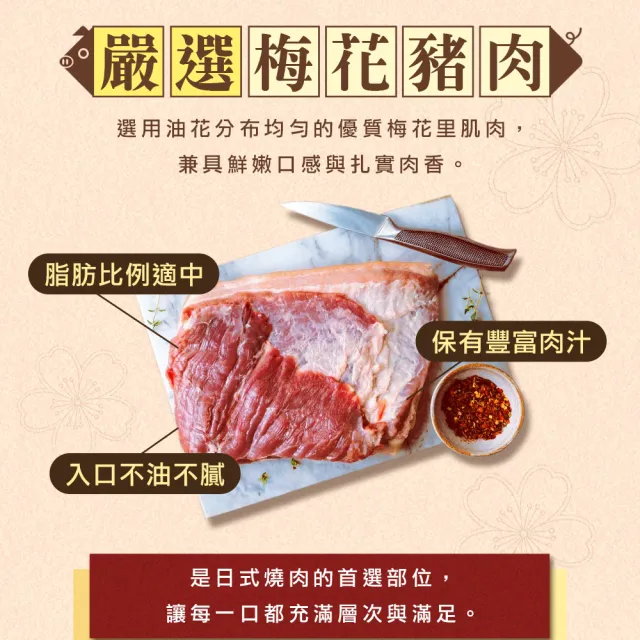 【享吃肉肉】日式梅花里肌燒肉片9包(300g/包 中秋烤肉/燒烤/早餐肉)