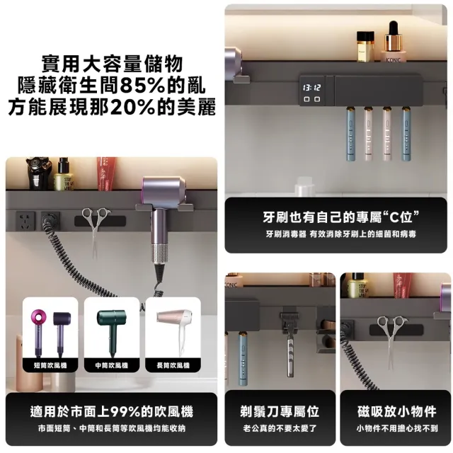 【匠藝家居】90公分 新升級多功能智能鏡櫃 浴室鏡櫃 掛牆式鏡面櫃(智能觸控鏡面 多層實木 PUR封邊)