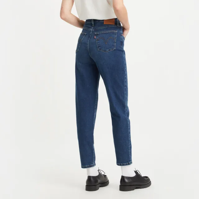 【LEVIS】女 上寬下窄 高腰修身窄管牛仔長褲/深藍染水洗/天絲棉/及踝款 彈性 熱賣單品 85873-0114
