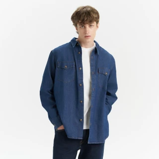 【LEVIS 官方旗艦】男款 寬鬆版牛仔襯衫 / 精工深藍染水洗 上衣 熱賣單品 A1919-0020