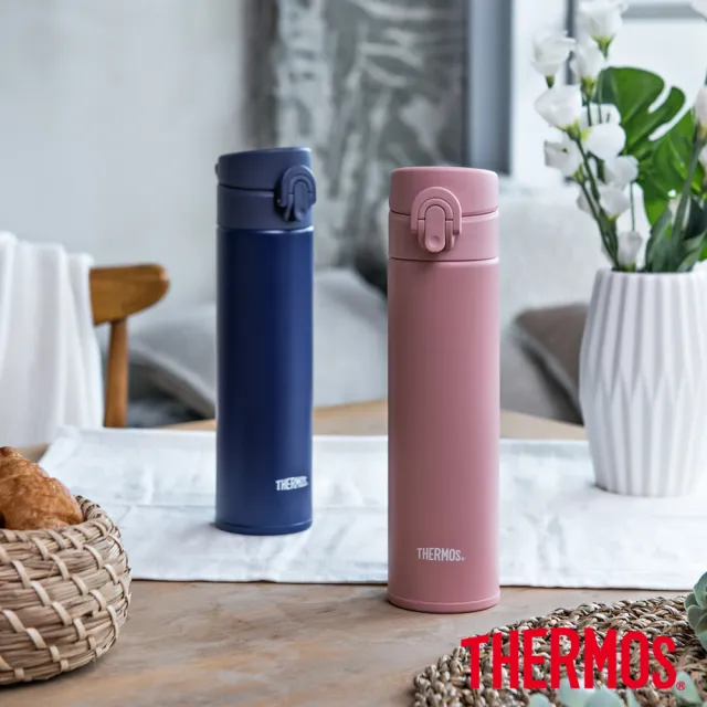 【THERMOS膳魔師】買1送1_不鏽鋼彈蓋真空保溫瓶400ml(JNI-403)