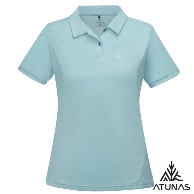 【ATUNAS 歐都納】女款再生循環回收ATUNAS-TEX短袖POLO衫(A2PS2535WC湖綠/防曬抗UV/休閒/吸濕排汗透氣)