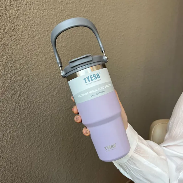 【TYESO】304不銹鋼手提保溫杯隨行杯750ml 隨行杯 咖啡杯 保溫瓶 冰霸杯