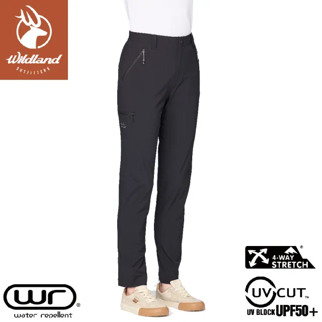 【Wildland 荒野】女 彈性Dobby山系立裁長褲《黑色》0B31331/機能褲/運動褲/休閒褲(悠遊山水+)