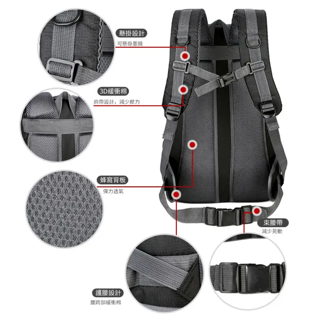 【Starshop】輕量戶外徒步登山後背包 40L 大容量雙肩包 旅行背包 休閒書包 露營收納包(可掛登山