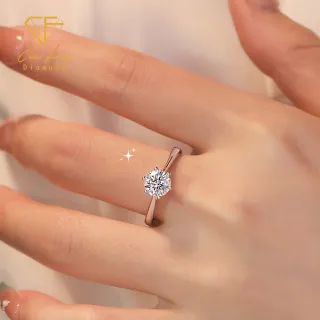 【CF Diamond】戒指 莫桑鑽《經典六爪》(1克拉  女戒 鑽戒 生日禮物 求婚)