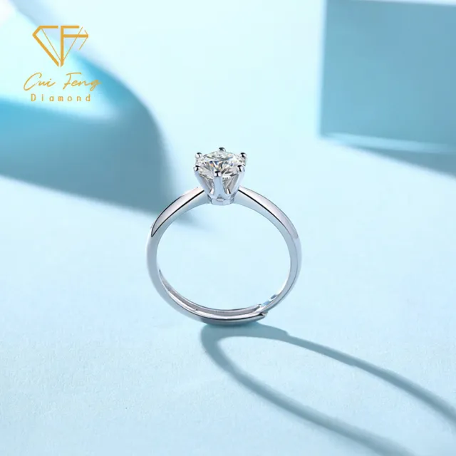 【CF Diamond】戒指 莫桑鑽《經典六爪》(1克拉 618年中慶 女戒 鑽戒 生日禮物 求婚)