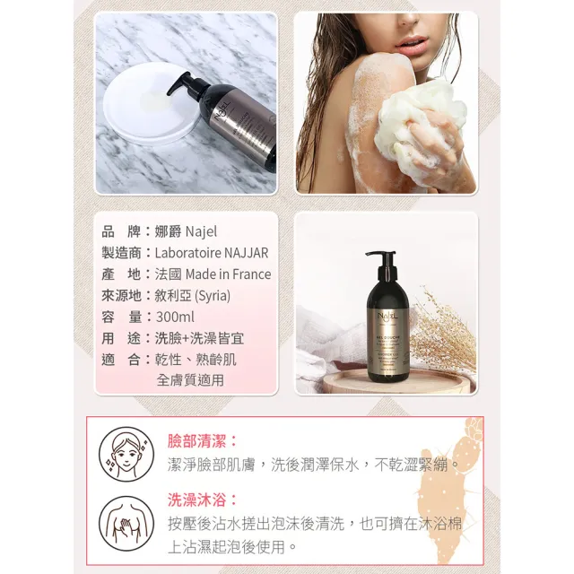 【NAJEL】仙人掌籽油滋潤沐浴露300ml(總代理公司貨)