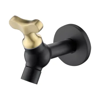 【BOSS】米老鼠長栓 316不銹鋼 戶外 陽台 花園 龍頭 長栓  附起泡器 黑x金(不含安裝)