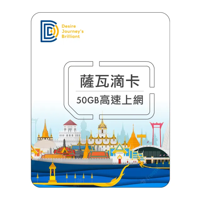 【DJB SIM】薩瓦滴卡-泰國網卡10天50GB高速 免費接聽電話及接收簡訊(免實名登記)