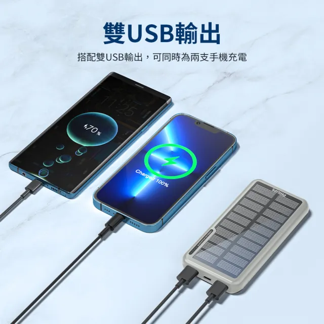 【Philips 飛利浦】DLP7728N 10000mAh  2孔輸出 太陽能行動電源(有太陽就有電/多孔輸入_37Wh_具Wh標示)