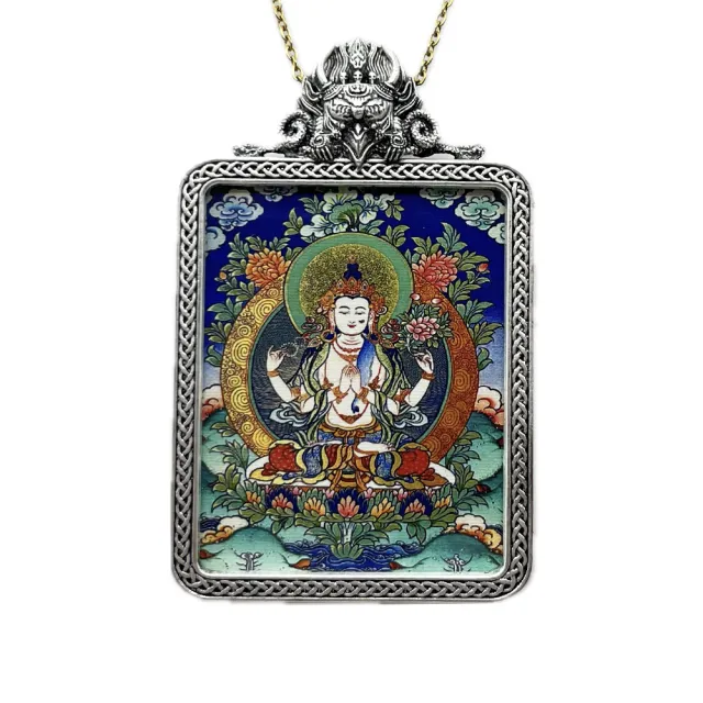 【藏古祥館】四臂觀音唐卡熱貢A0182(四臂觀音 唐卡 吉祥 平安)