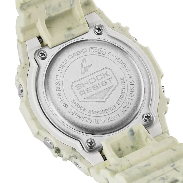 【CASIO 卡西歐】G-SHOCK  太陽能獨特米白數位手錶 米白 43.2mm(G-5600BG-5)