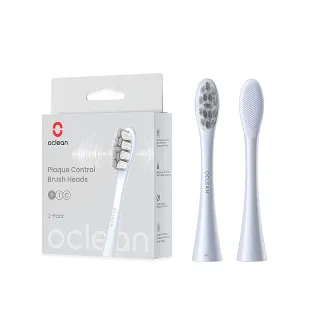 【Oclean  歐可林】2入組牙菌斑清潔型刷頭-P1C9(銀柄/銀灰絲)