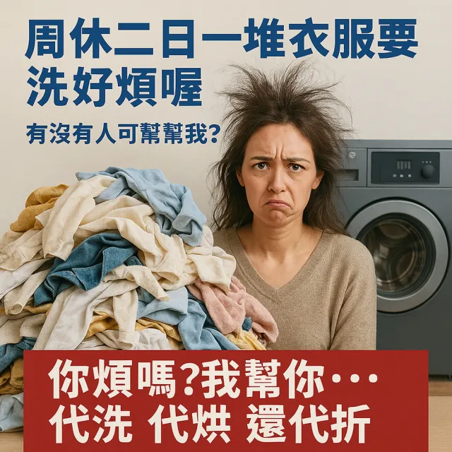 【袋你洗】代洗、烘、折外送洗衣衣著類裝滿約20-25件短袖衣服一趟-A水洗方案(外送洗衣)