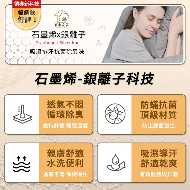 【寢室安居】買1送1 護理級石墨烯/銀離子100%防水床包式保潔墊-兩款任選(單人.雙人.雙人加大-均一價)
