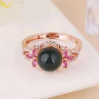 【勝弘珠寶】多明尼加藍珀典雅戒指-8mm