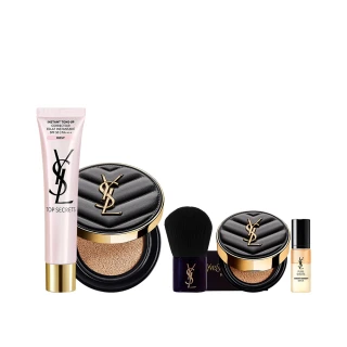 【YSL】官方直營 恆久完美無瑕底妝組(全新皮革氣墊12g+妝前乳40ml)