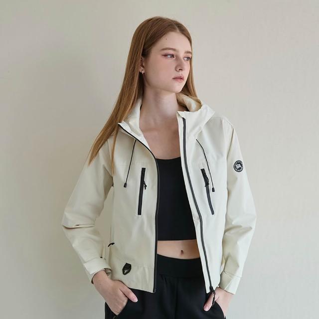 【ELLE ACTIVE】女款 機能防風防潑水連帽防曬風衣外套-珍珠白色(EA25S2W6103#91)