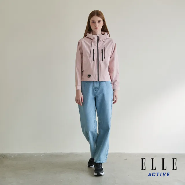 【ELLE ACTIVE】女款 機能防風防潑水連帽防曬風衣外套-淺紛紅色(EA25S2W6103-71)