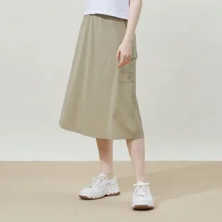 【ELLE ACTIVE】女款 簡約剪裁百搭修身中長裙-卡其色(EA25S2W2401#82)