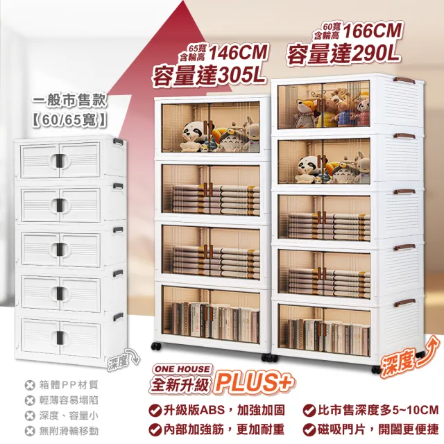 【ONE HOUSE】藤原折疊巨型收納櫃 收納箱-規格任選 290L-60寬五層 305L-65寬四層(收納櫃 /置物箱)